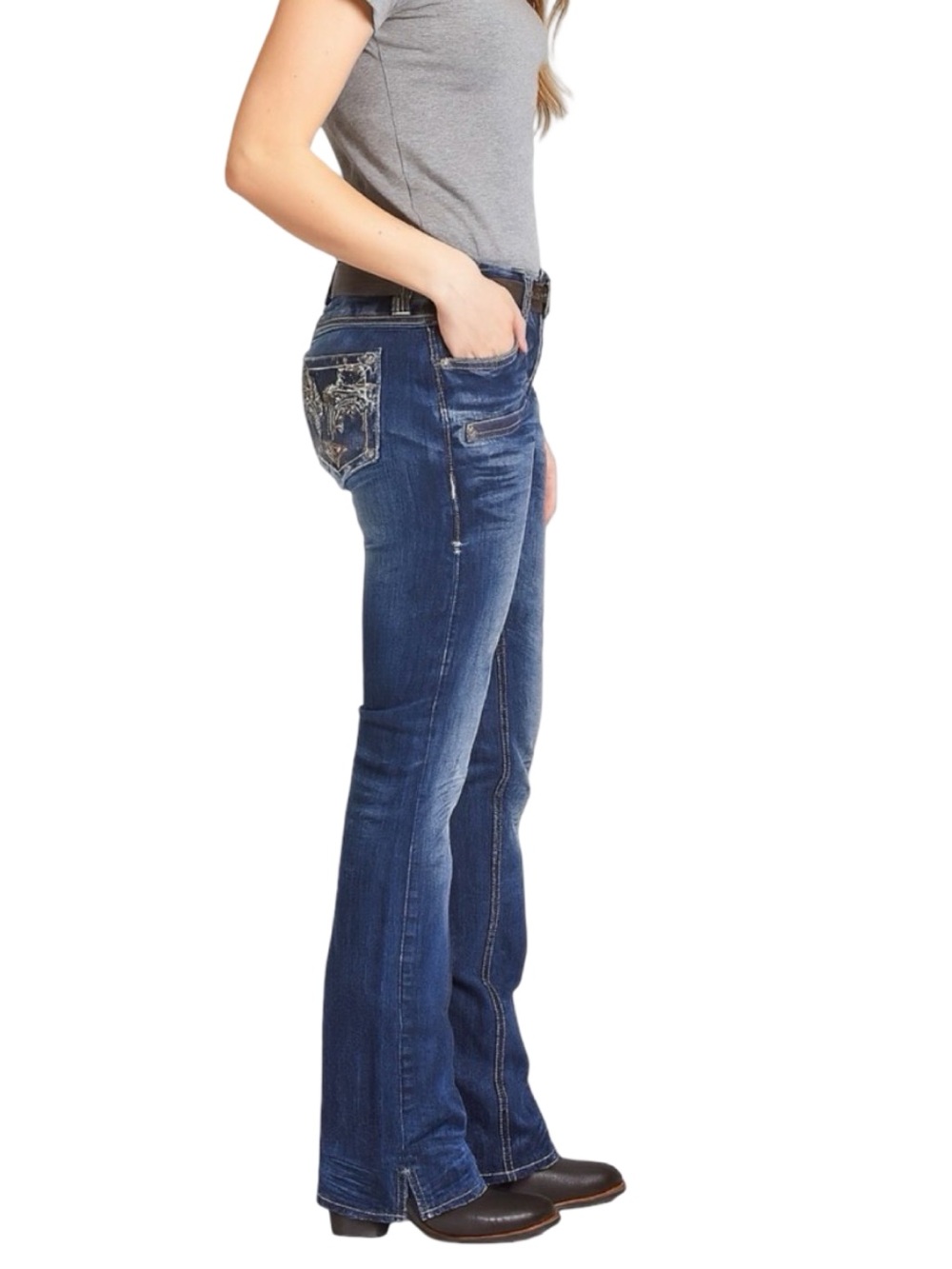 Cowgirl Tuff Company Summit Dark Bootcut Jeans - Extra Long - Size 26